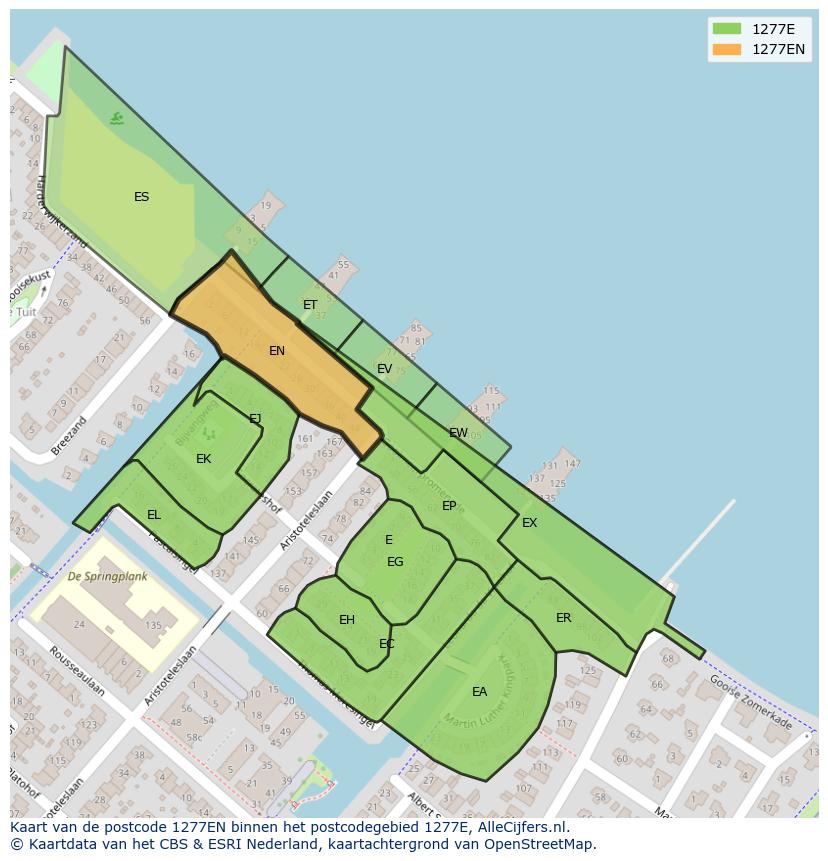 Afbeelding van het postcodegebied 1277 EN op de kaart.