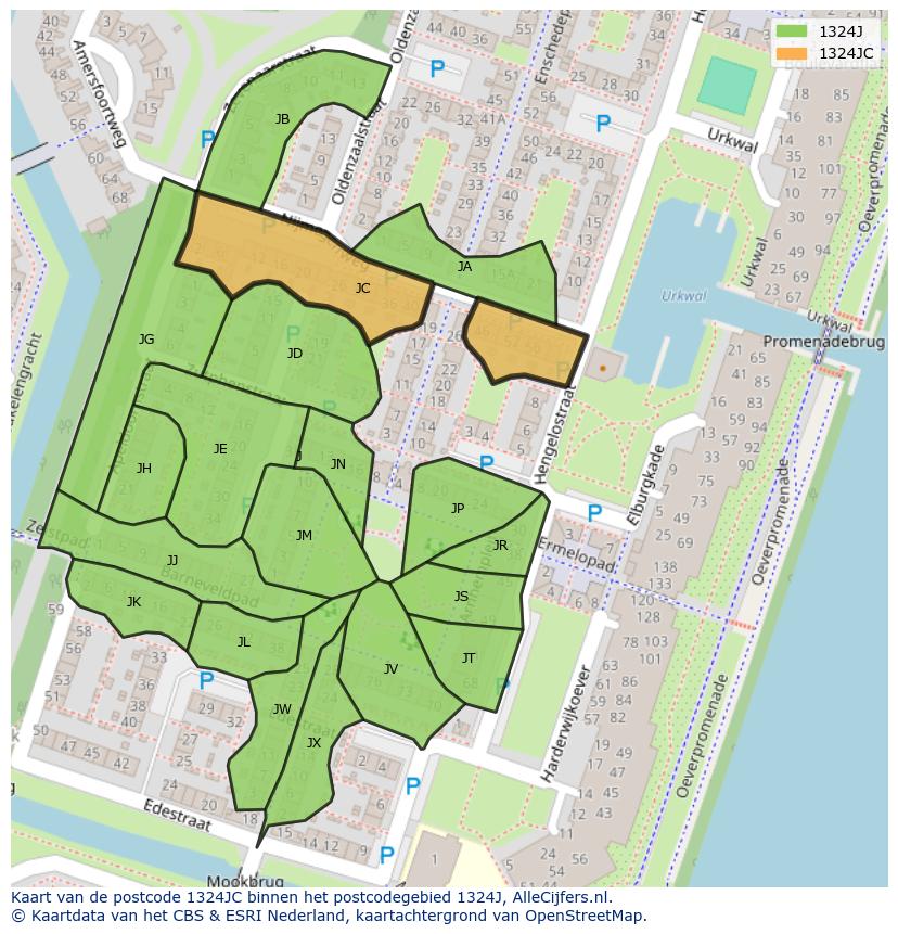Afbeelding van het postcodegebied 1324 JC op de kaart.
