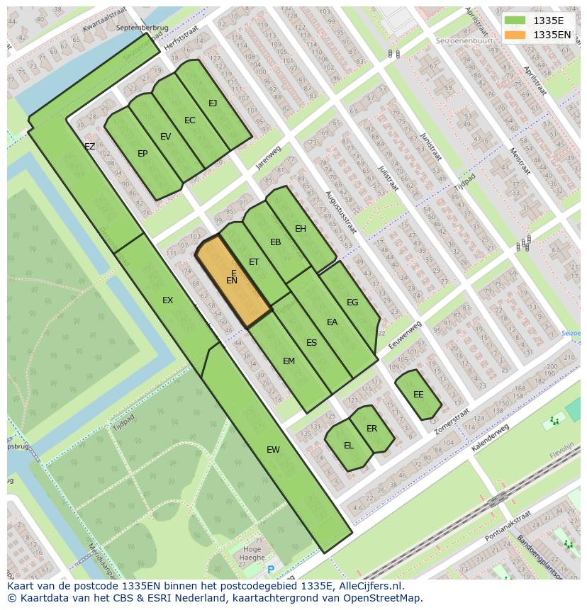 Afbeelding van het postcodegebied 1335 EN op de kaart.