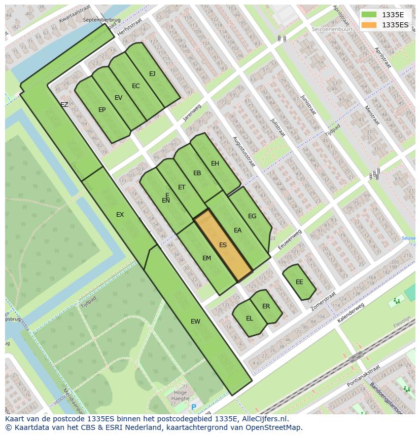 Afbeelding van het postcodegebied 1335 ES op de kaart.