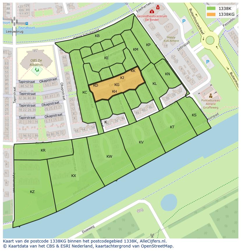 Afbeelding van het postcodegebied 1338 KG op de kaart.
