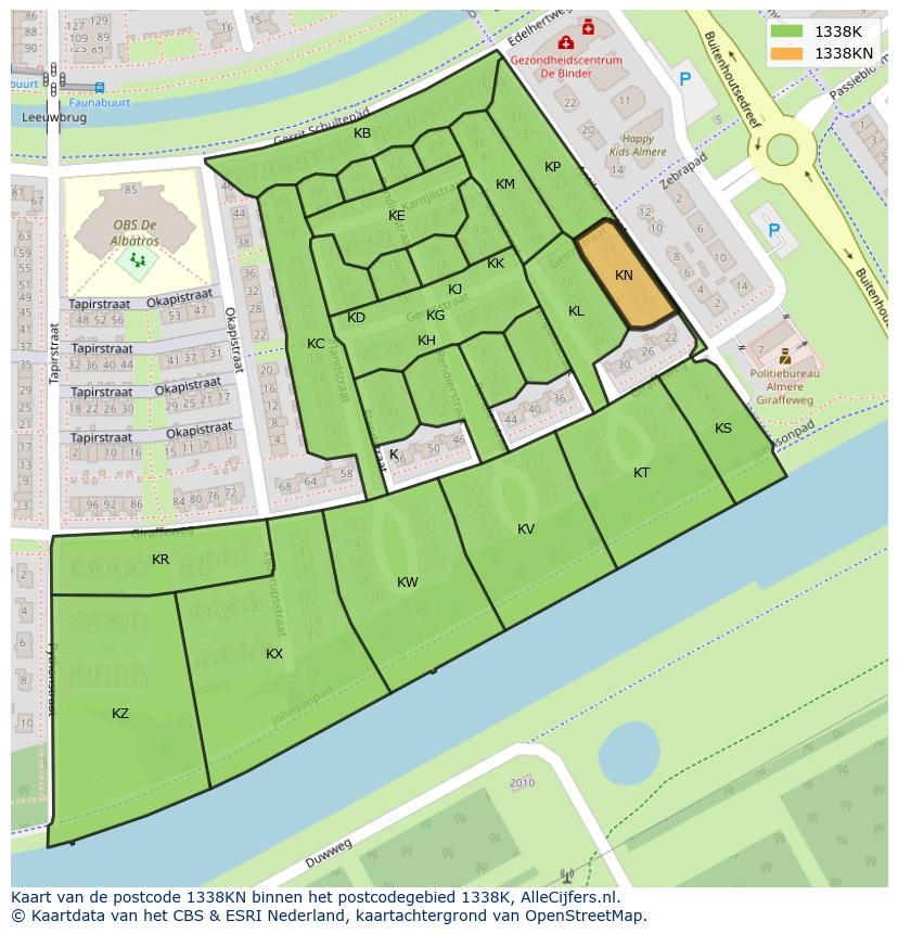 Afbeelding van het postcodegebied 1338 KN op de kaart.