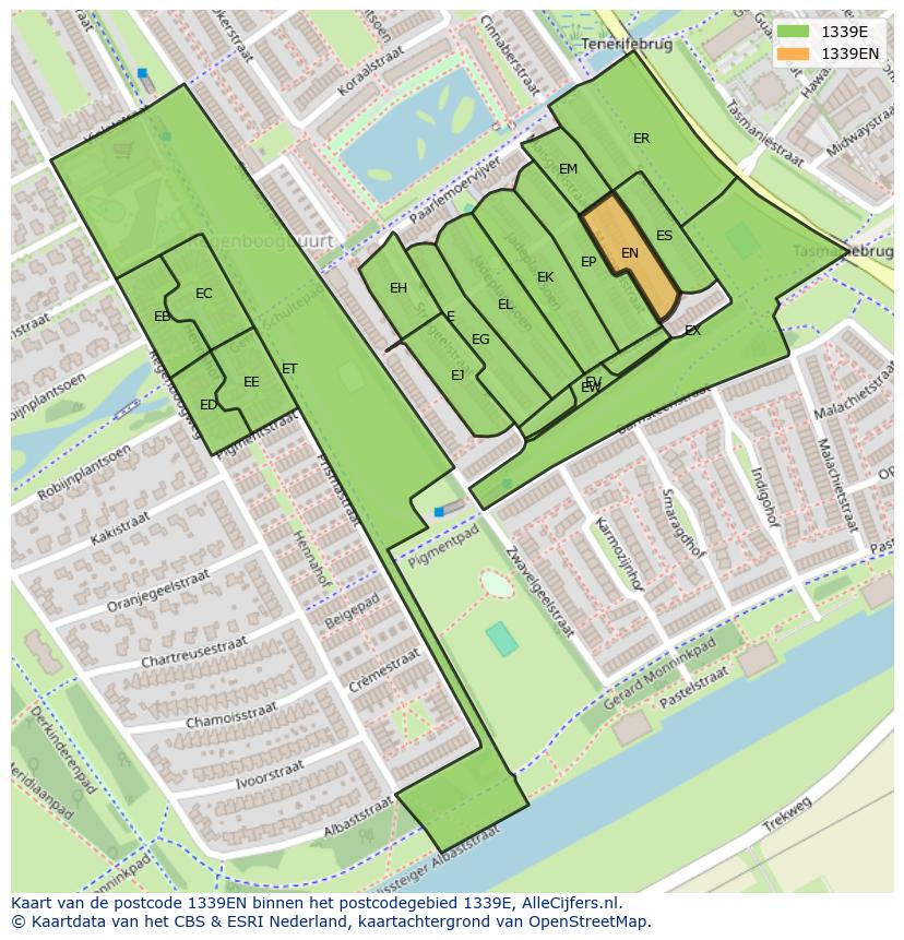 Afbeelding van het postcodegebied 1339 EN op de kaart.