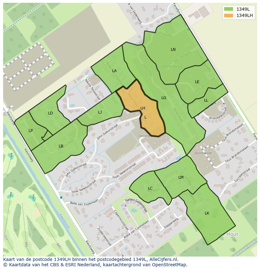 Afbeelding van het postcodegebied 1349 LH op de kaart.