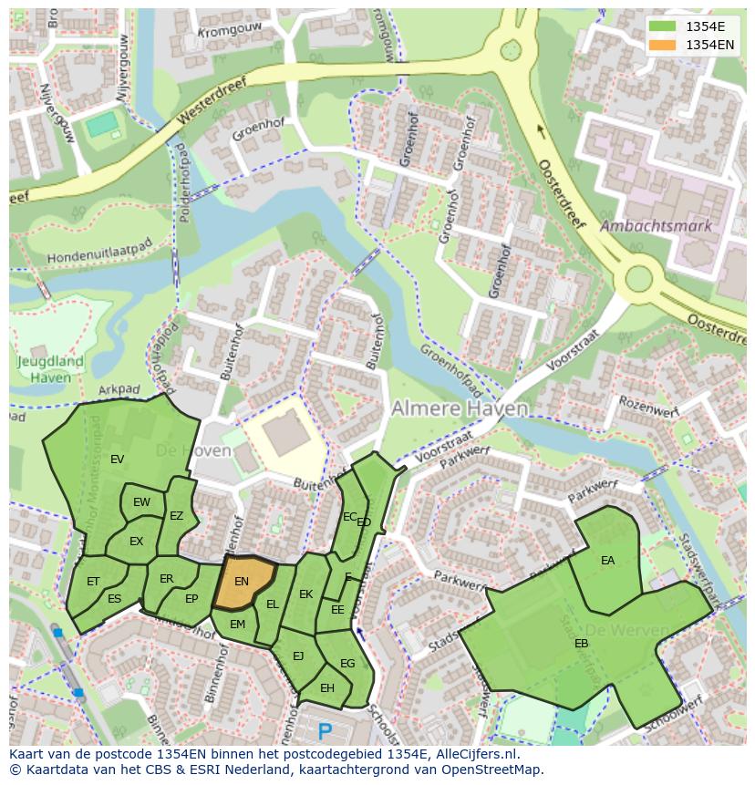 Afbeelding van het postcodegebied 1354 EN op de kaart.