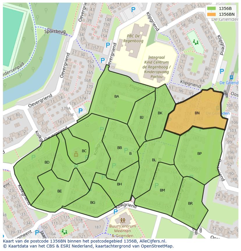 Afbeelding van het postcodegebied 1356 BN op de kaart.