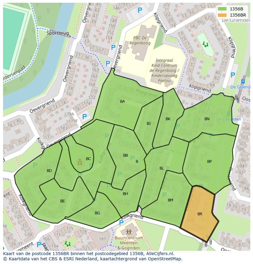 Afbeelding van het postcodegebied 1356 BR op de kaart.