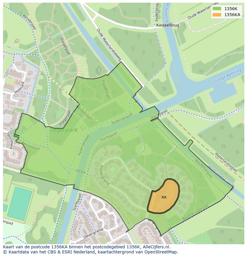 Afbeelding van het postcodegebied 1356 KA op de kaart.