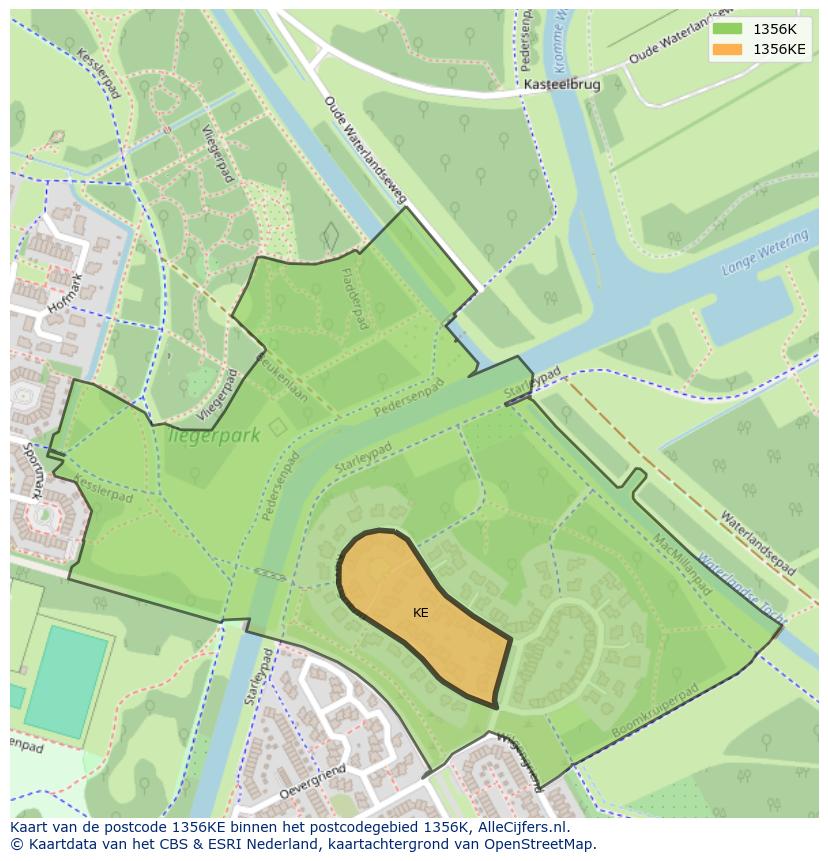 Afbeelding van het postcodegebied 1356 KE op de kaart.
