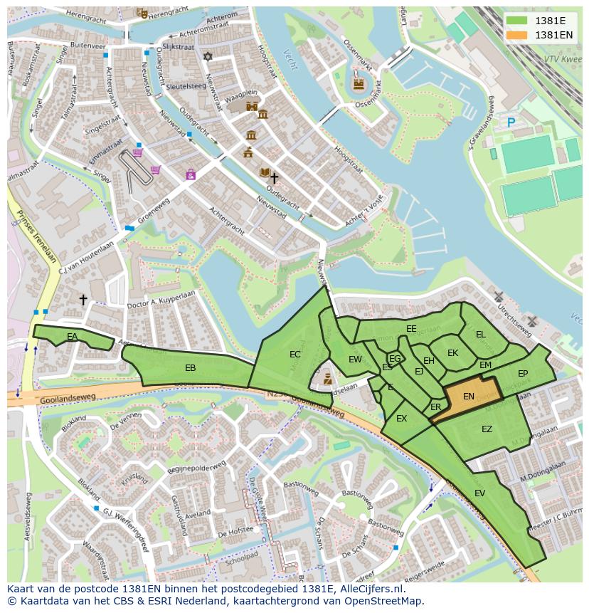 Afbeelding van het postcodegebied 1381 EN op de kaart.