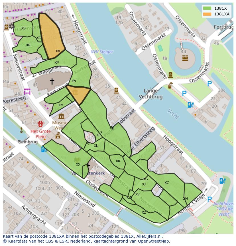 Afbeelding van het postcodegebied 1381 XA op de kaart.