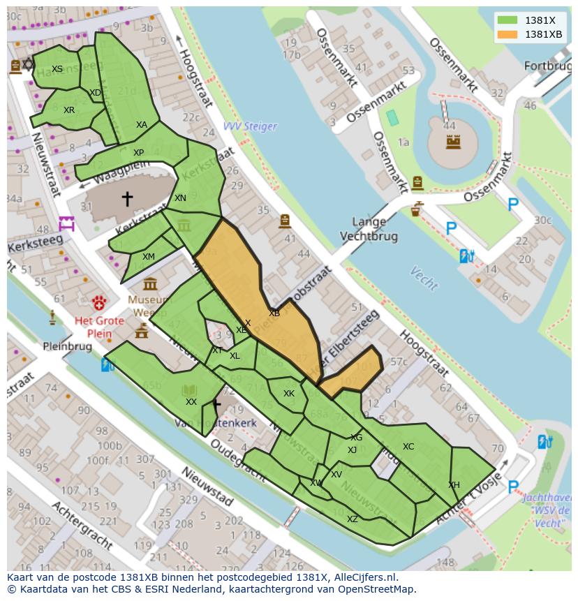 Afbeelding van het postcodegebied 1381 XB op de kaart.