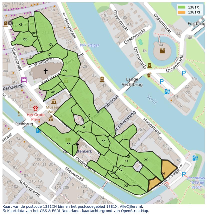 Afbeelding van het postcodegebied 1381 XH op de kaart.