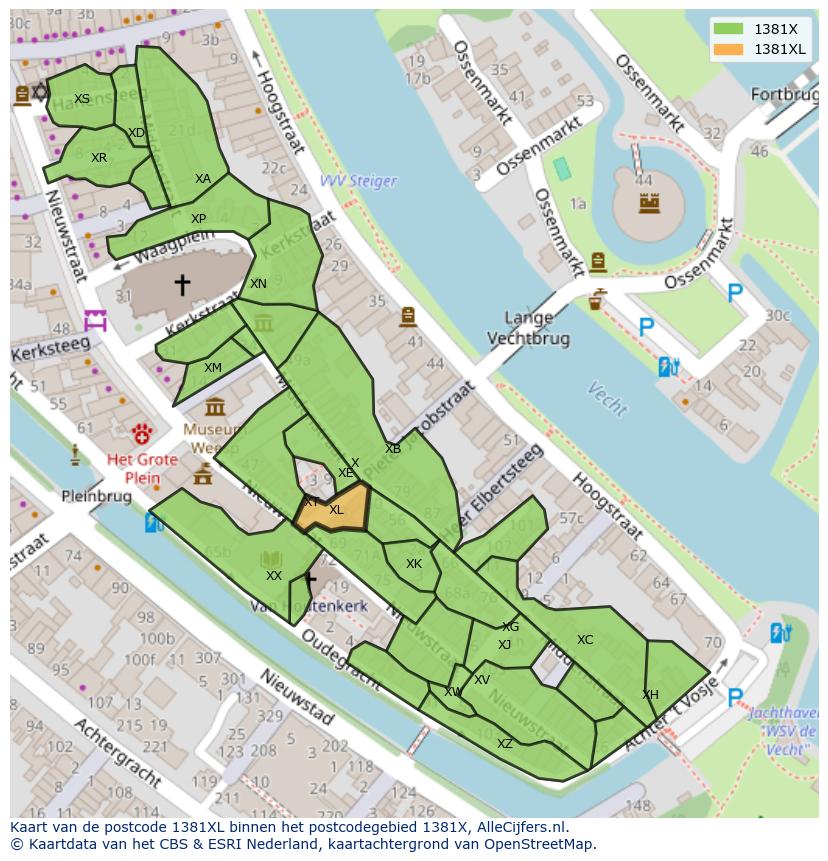 Afbeelding van het postcodegebied 1381 XL op de kaart.