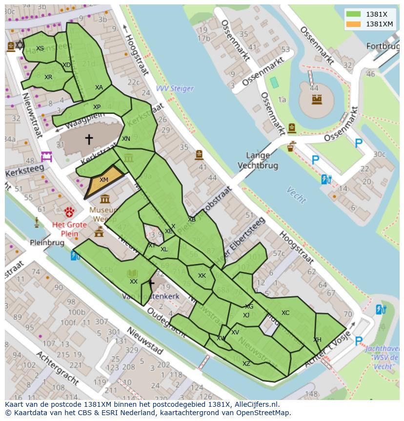 Afbeelding van het postcodegebied 1381 XM op de kaart.