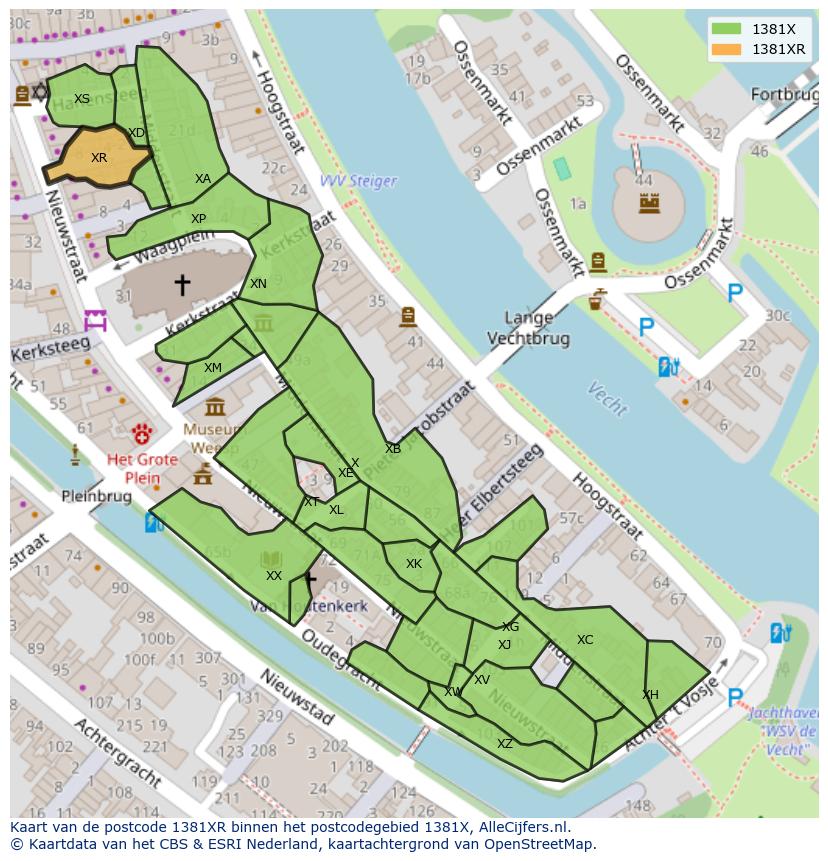 Afbeelding van het postcodegebied 1381 XR op de kaart.