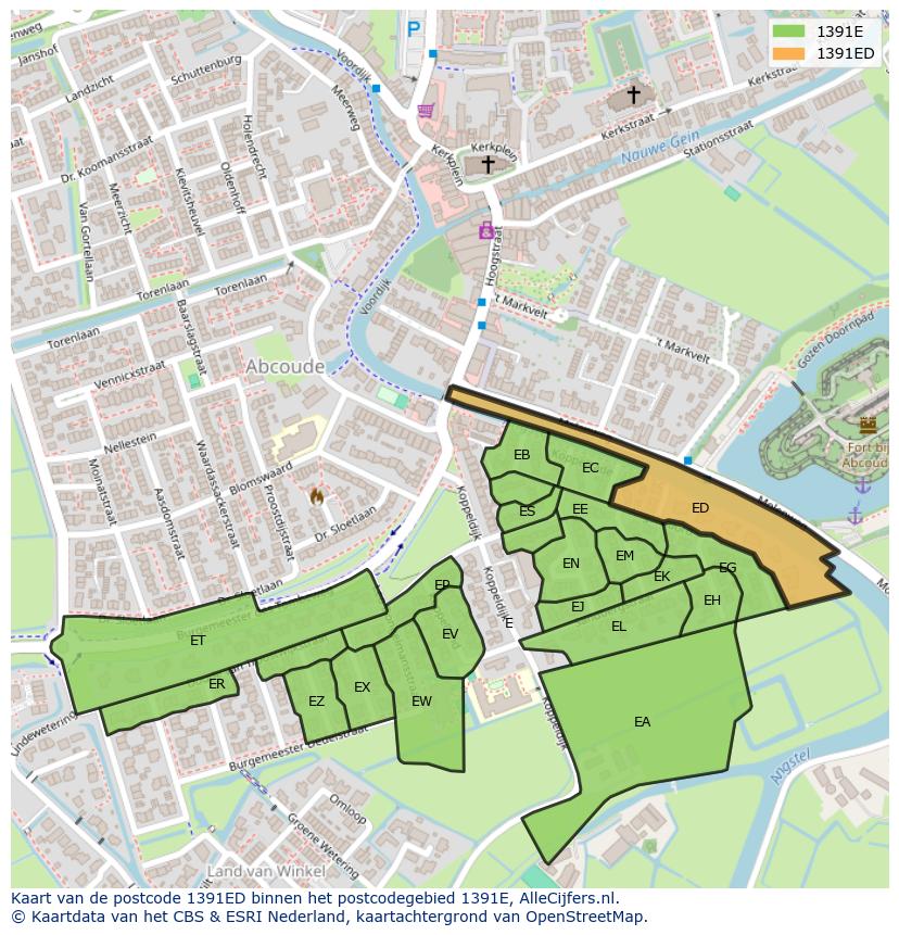 Afbeelding van het postcodegebied 1391 ED op de kaart.