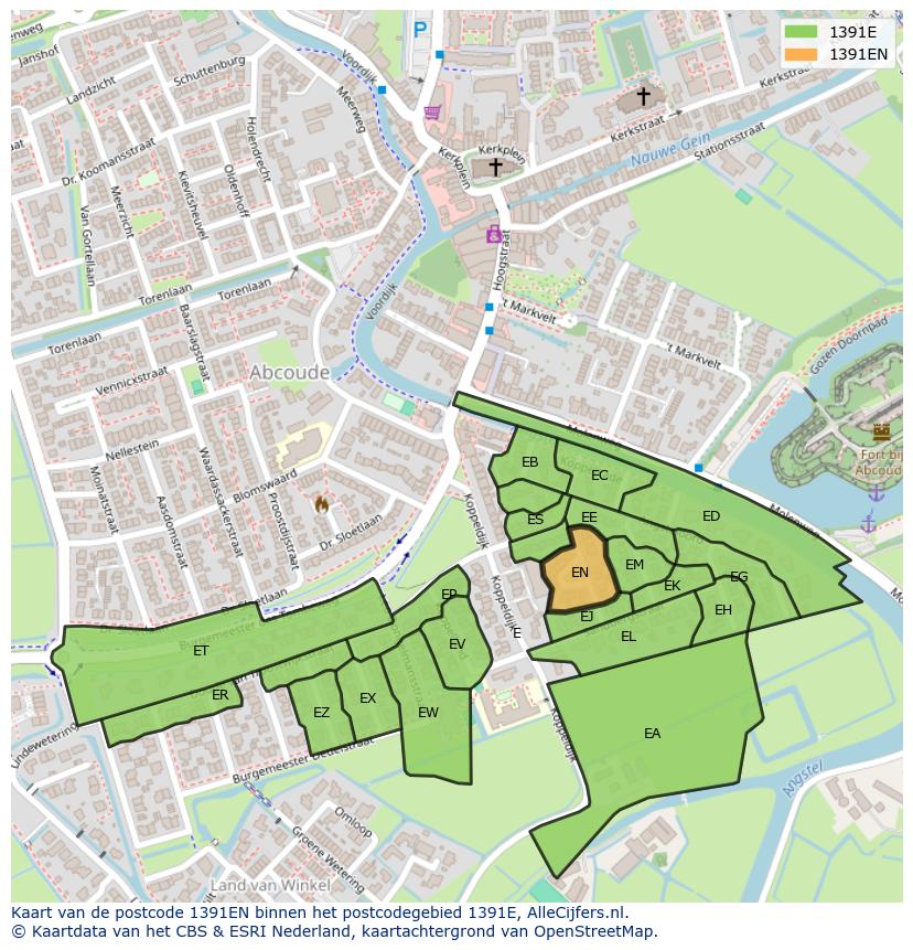 Afbeelding van het postcodegebied 1391 EN op de kaart.