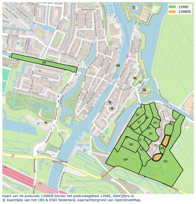 Afbeelding van het postcodegebied 1398 EB op de kaart.