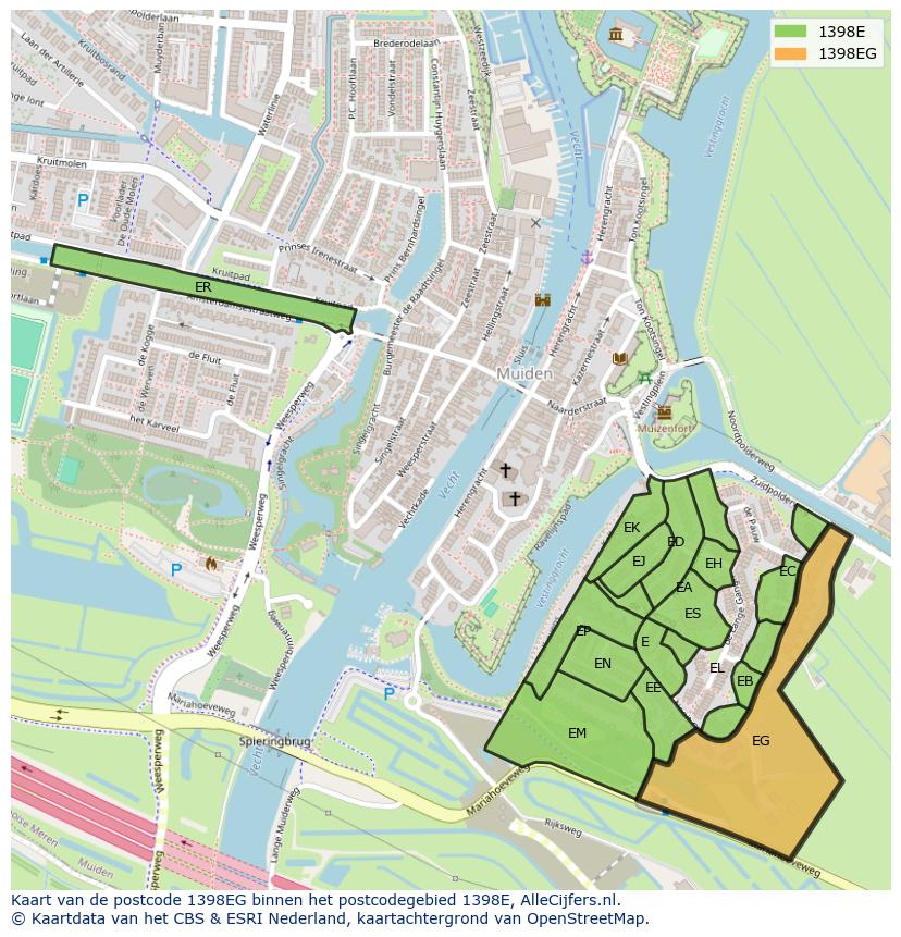 Afbeelding van het postcodegebied 1398 EG op de kaart.