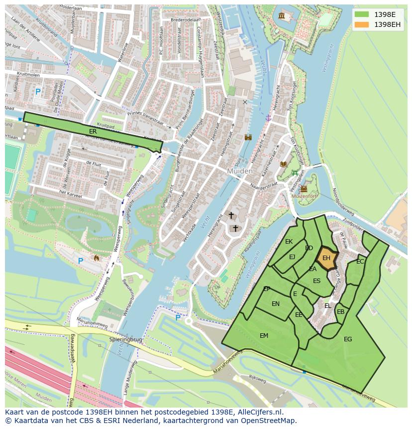 Afbeelding van het postcodegebied 1398 EH op de kaart.