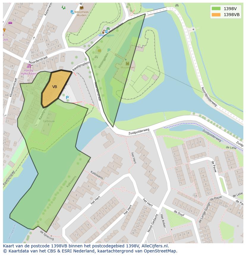 Afbeelding van het postcodegebied 1398 VB op de kaart.