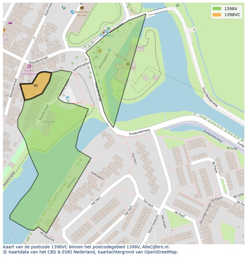 Afbeelding van het postcodegebied 1398 VC op de kaart.