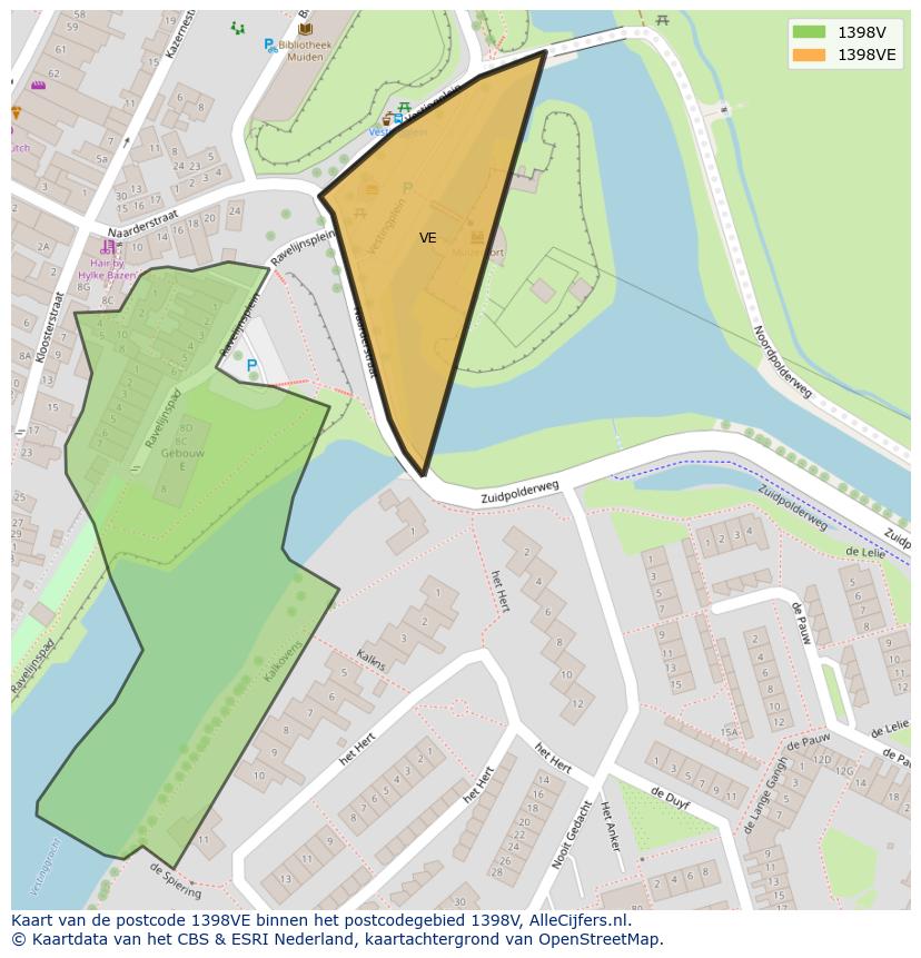 Afbeelding van het postcodegebied 1398 VE op de kaart.