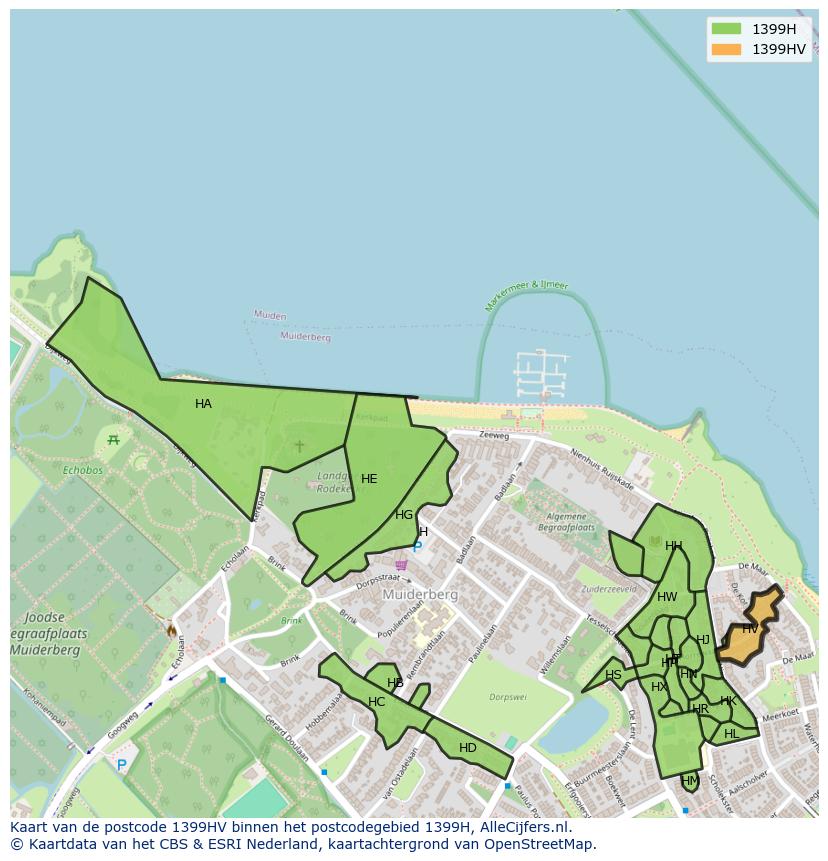 Afbeelding van het postcodegebied 1399 HV op de kaart.