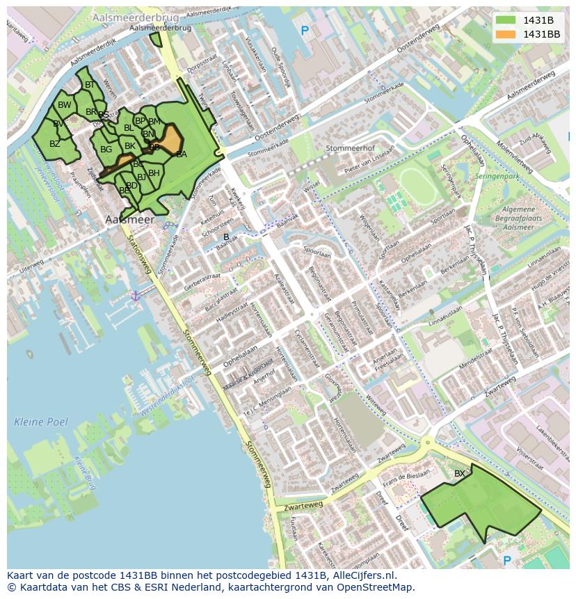Afbeelding van het postcodegebied 1431 BB op de kaart.