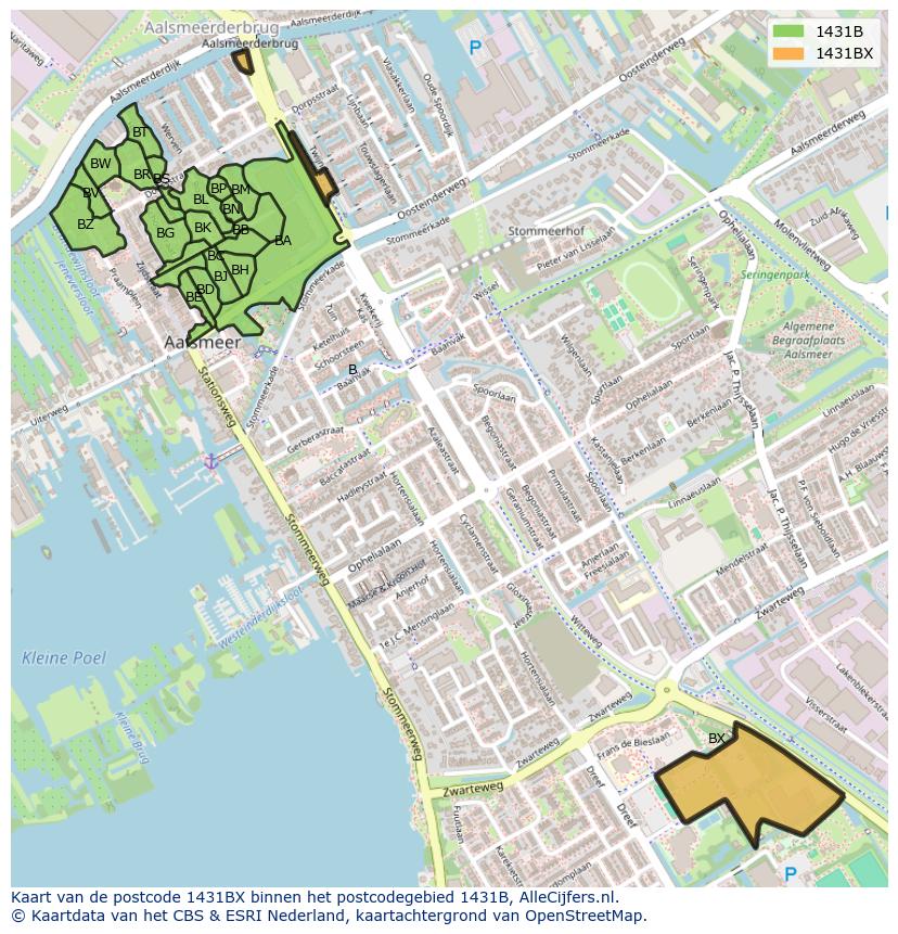 Afbeelding van het postcodegebied 1431 BX op de kaart.