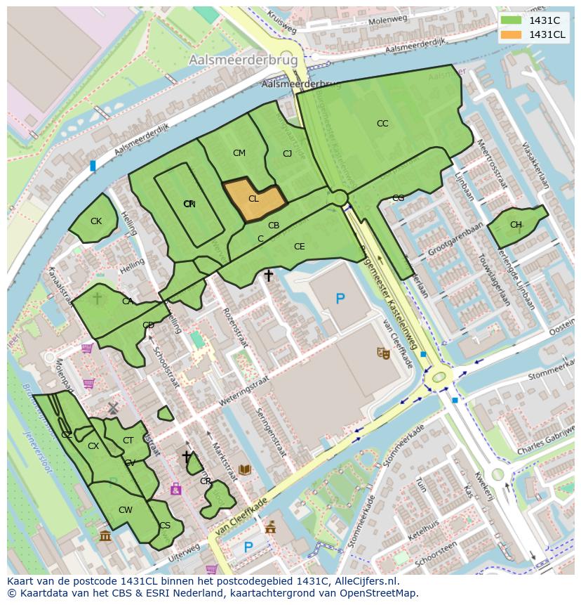 Afbeelding van het postcodegebied 1431 CL op de kaart.