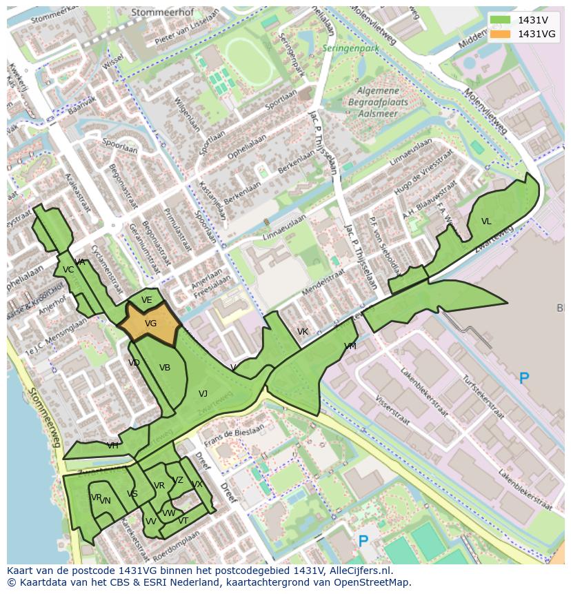 Afbeelding van het postcodegebied 1431 VG op de kaart.