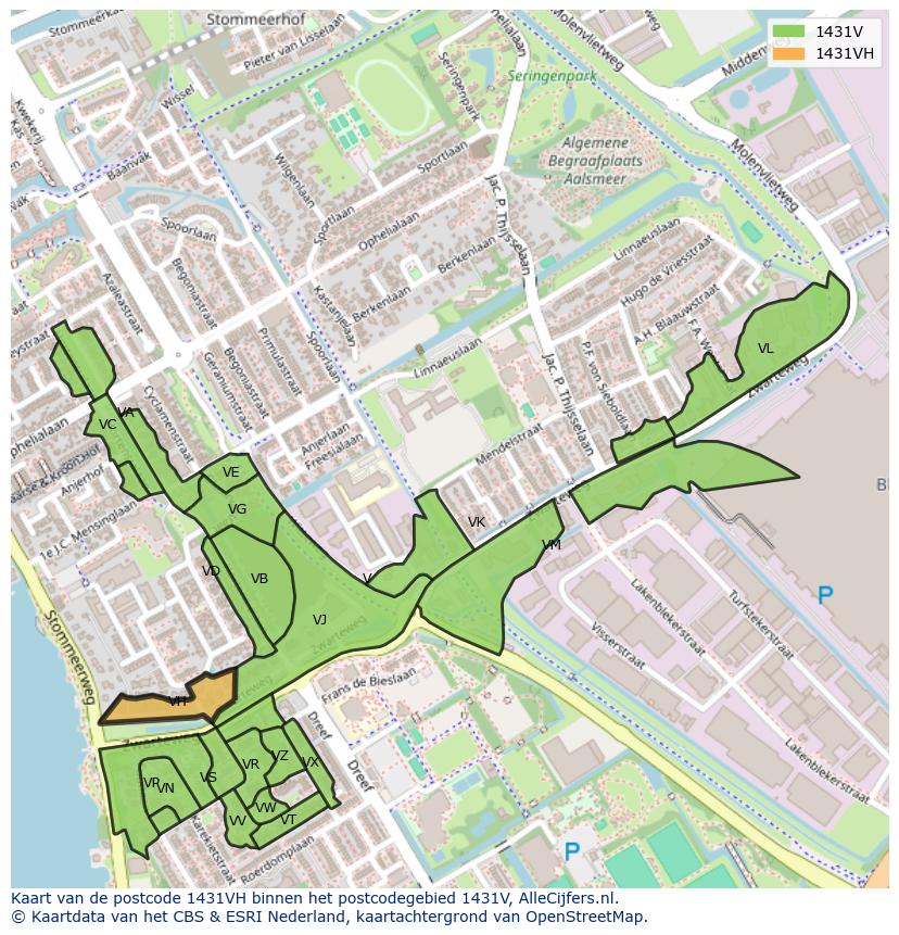 Afbeelding van het postcodegebied 1431 VH op de kaart.