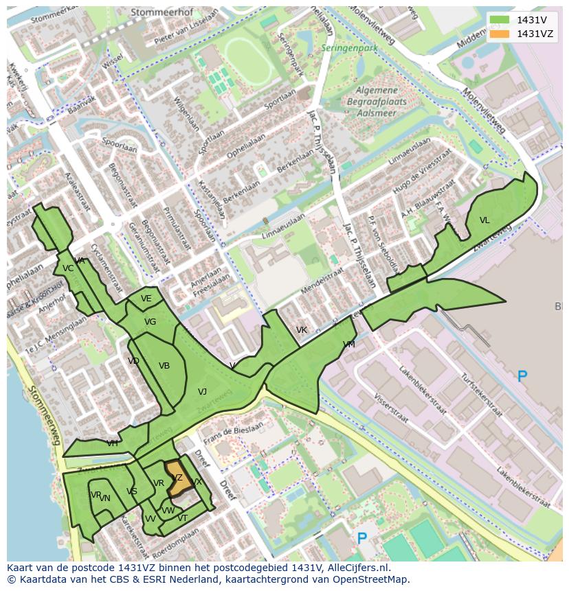 Afbeelding van het postcodegebied 1431 VZ op de kaart.