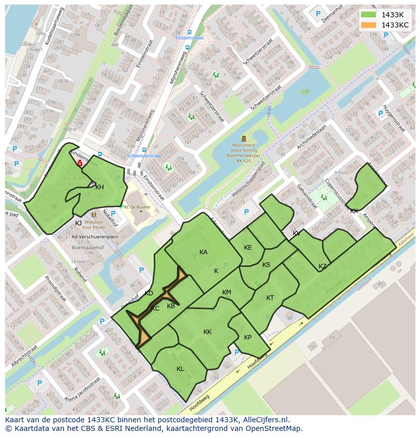 Afbeelding van het postcodegebied 1433 KC op de kaart.