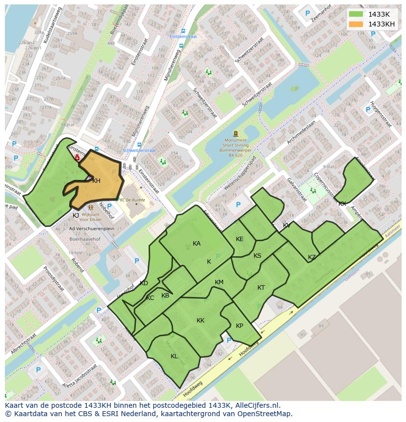 Afbeelding van het postcodegebied 1433 KH op de kaart.