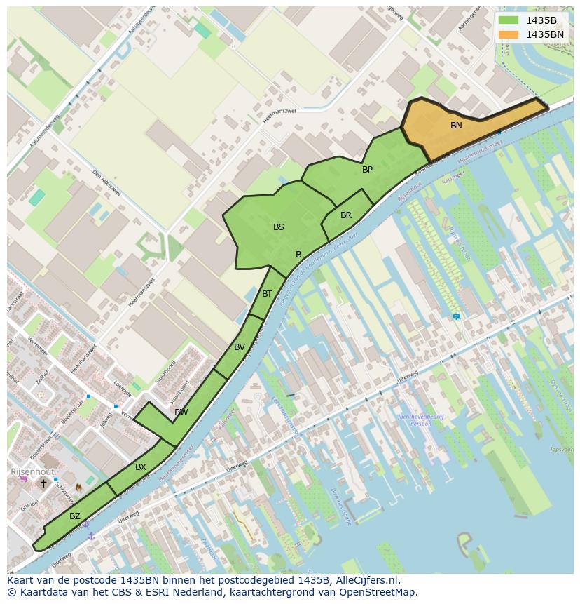 Afbeelding van het postcodegebied 1435 BN op de kaart.