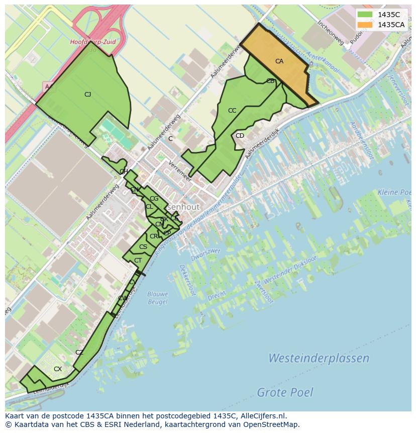 Afbeelding van het postcodegebied 1435 CA op de kaart.