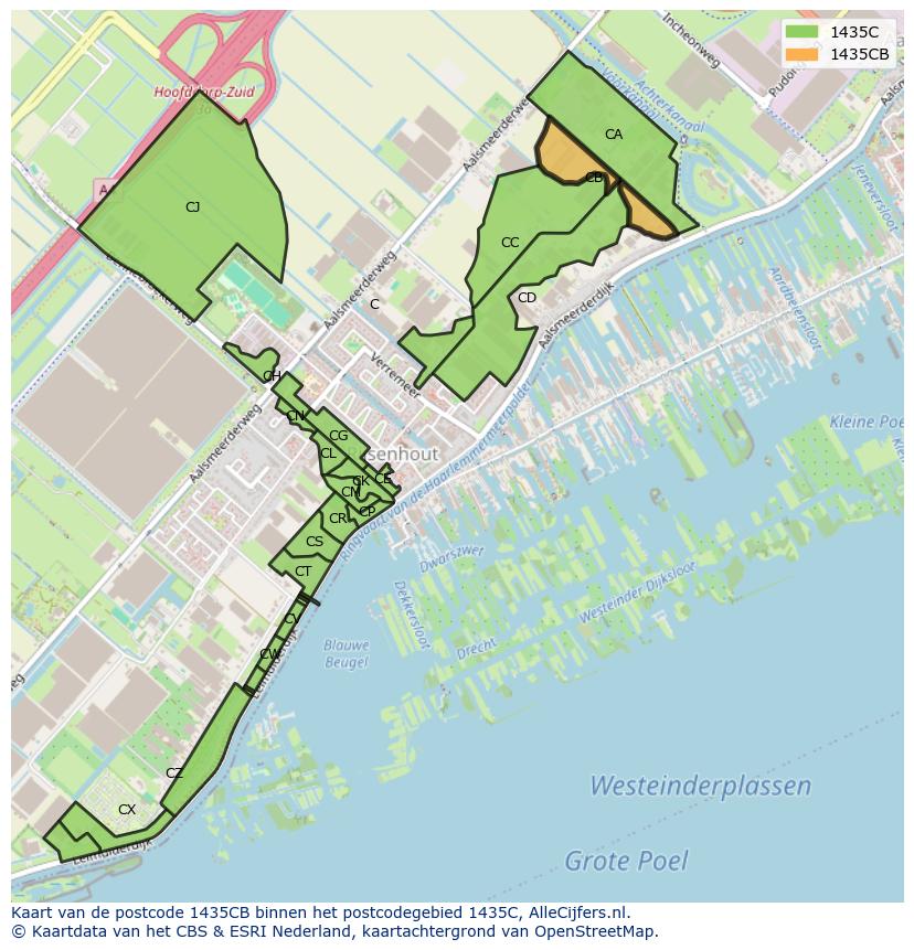 Afbeelding van het postcodegebied 1435 CB op de kaart.