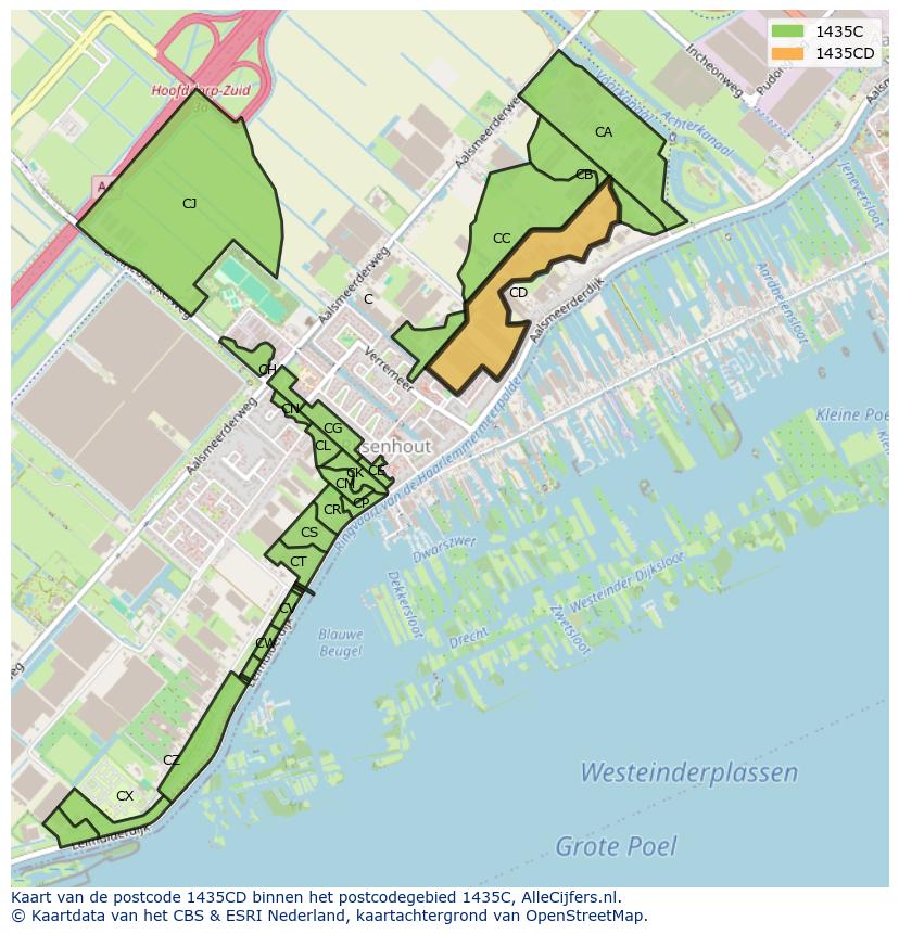 Afbeelding van het postcodegebied 1435 CD op de kaart.