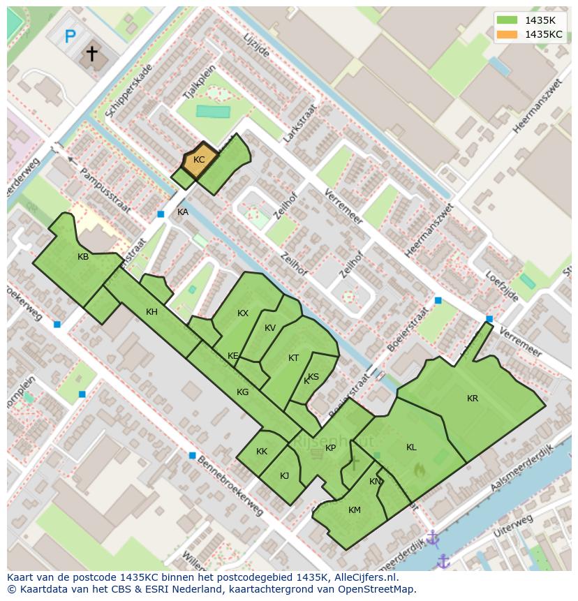 Afbeelding van het postcodegebied 1435 KC op de kaart.
