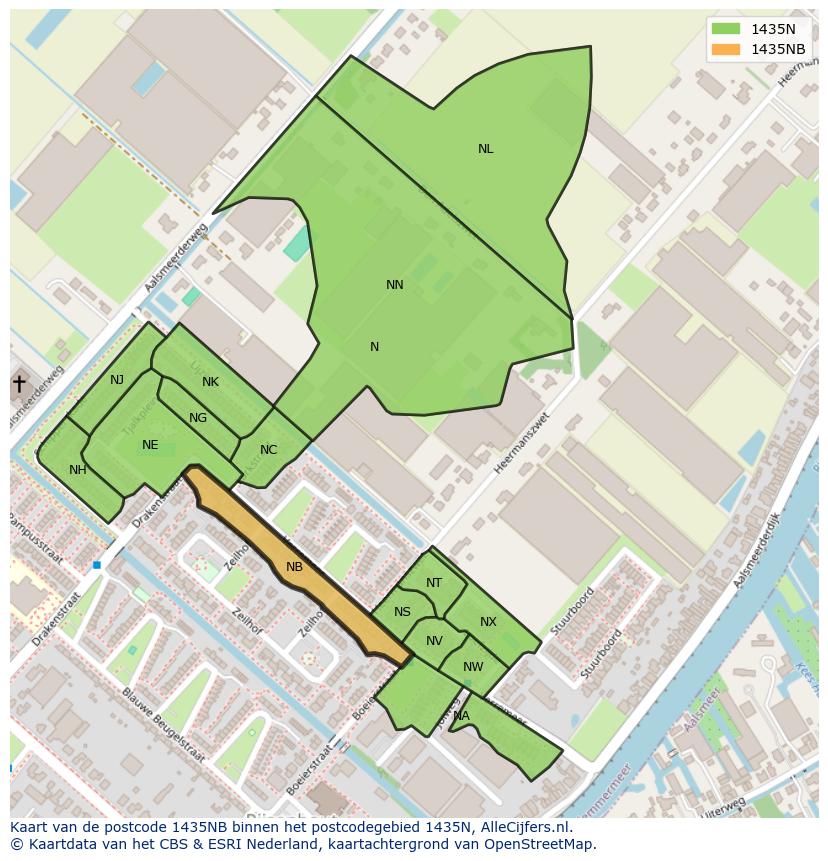 Afbeelding van het postcodegebied 1435 NB op de kaart.
