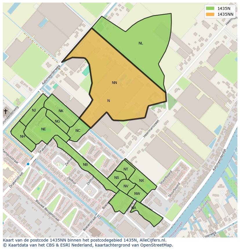 Afbeelding van het postcodegebied 1435 NN op de kaart.