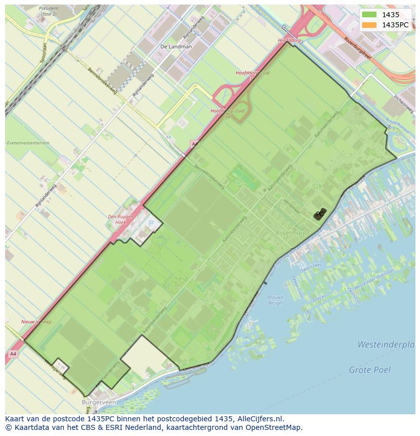Afbeelding van het postcodegebied 1435 PC op de kaart.