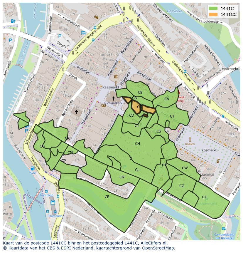 Afbeelding van het postcodegebied 1441 CC op de kaart.