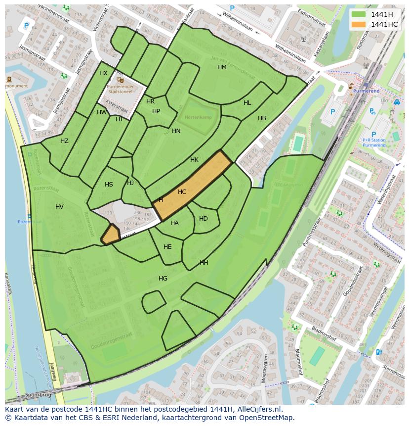Afbeelding van het postcodegebied 1441 HC op de kaart.