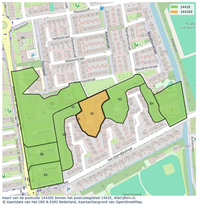 Afbeelding van het postcodegebied 1442 EE op de kaart.