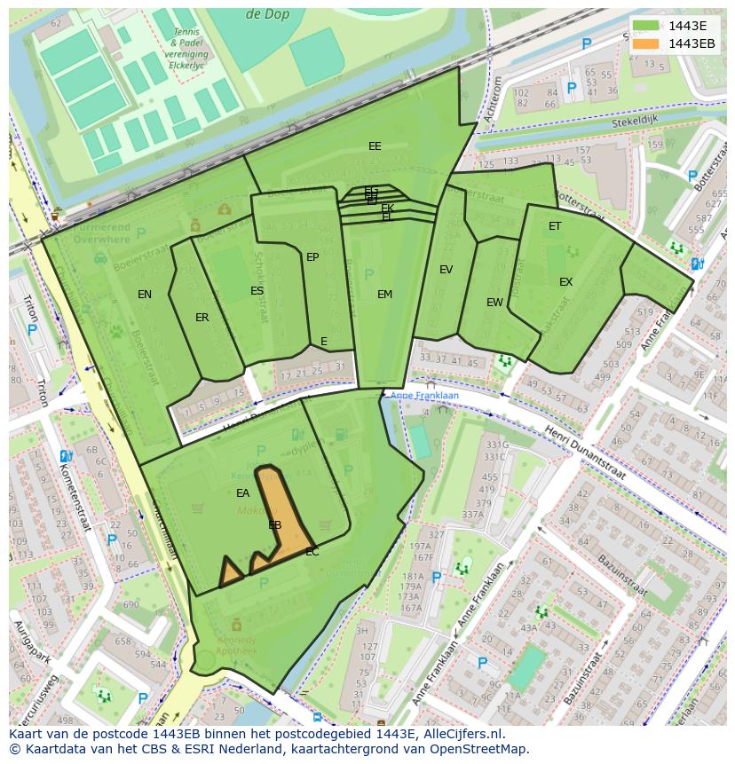 Afbeelding van het postcodegebied 1443 EB op de kaart.