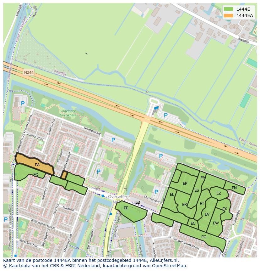Afbeelding van het postcodegebied 1444 EA op de kaart.